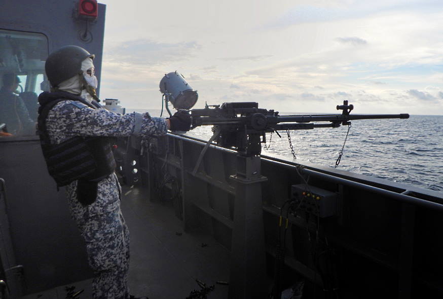 RSS Vengeance also conducted small arms firing as part of the ICT sailing.