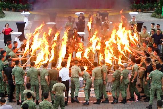 The lighting of Infantry Flame
