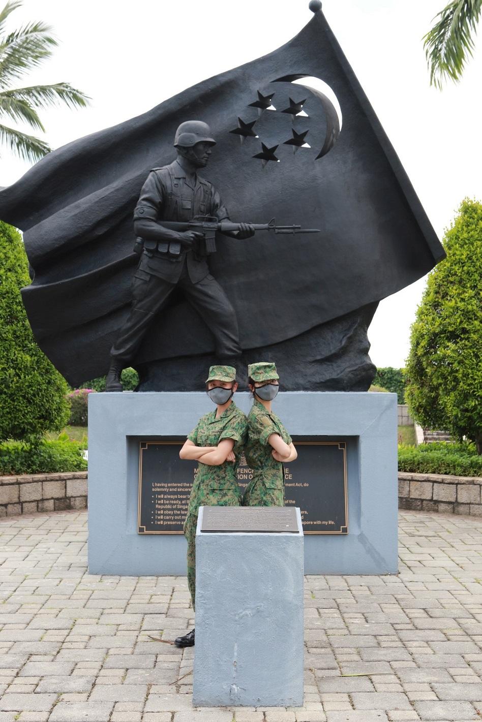 Supporting each other through tough times: PTE Miranda Chan (left) and PTE Phoebe Puah (right)