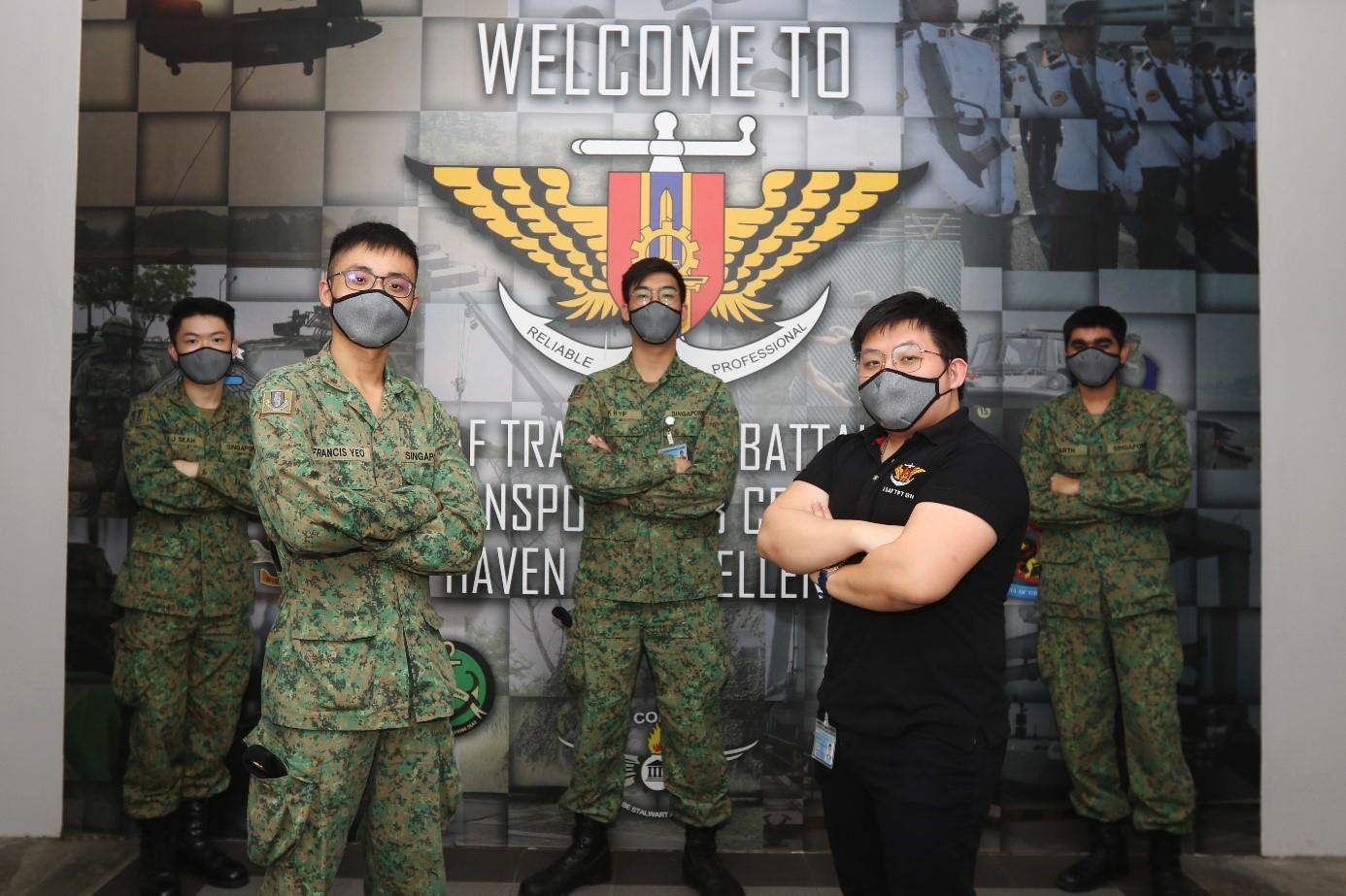 PTE Malcolm Sim (bottom right) with his teammates who helped him in developing the applications.