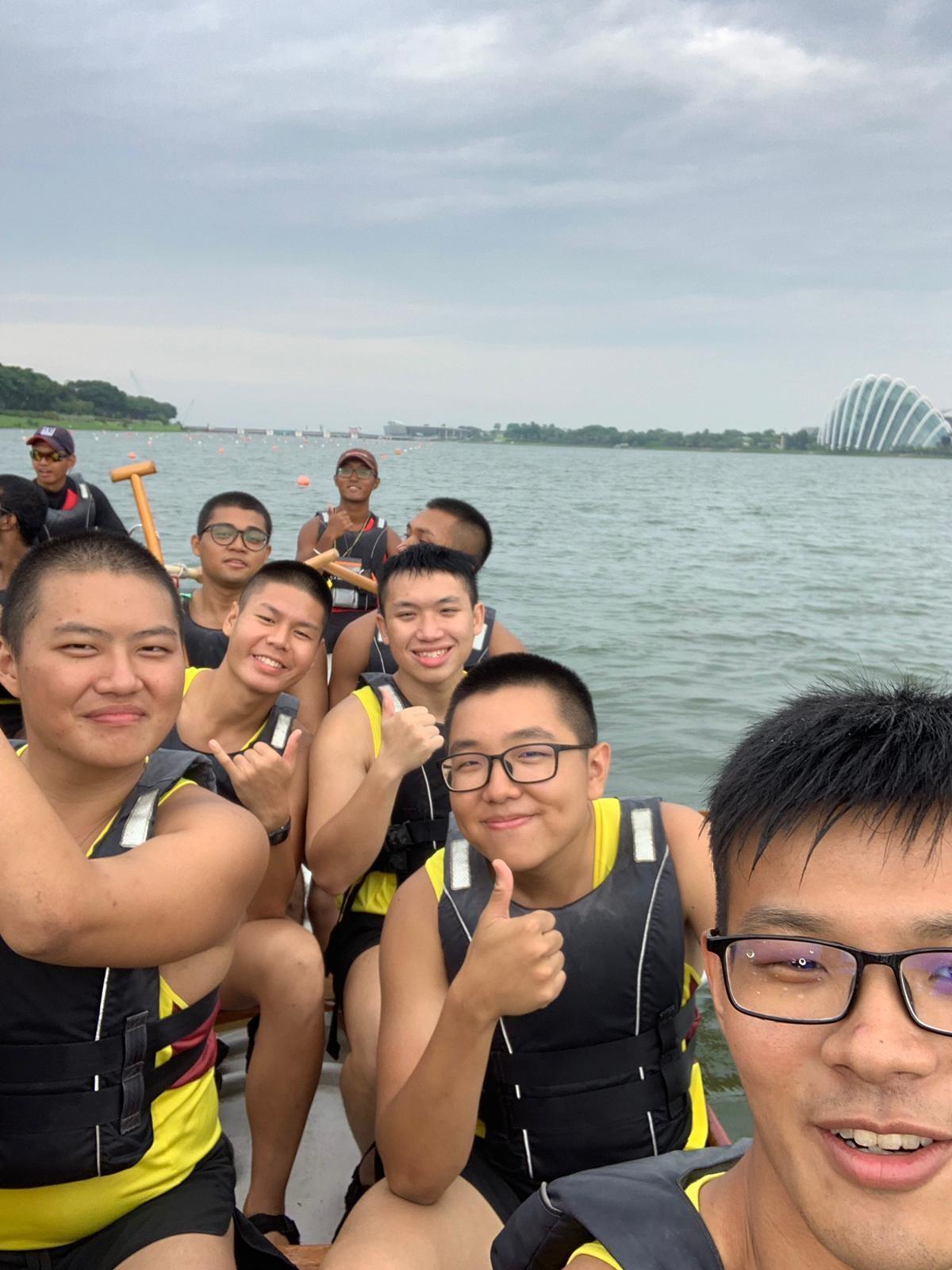LCP Mun (second from left) during his platoon cohesion (photo taken pre-COVID 19).