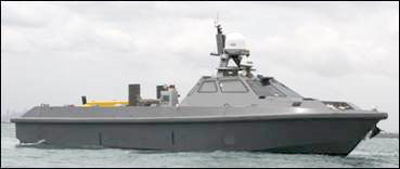 Mine Countermeasure USV with Towed Synthetic Aperture Sonar