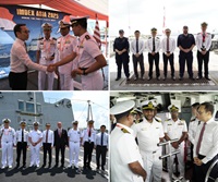 Mr Chan Heng Kee visited the Indonesian Navy's (TNI AL's) Bung Karno-class corvette KRI Bung Karno (top left)