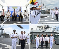 In the afternoon, Mr Zaqy Mohamad visited the Royal Malaysian Navy's Kasturi-class corvette KD Lekir