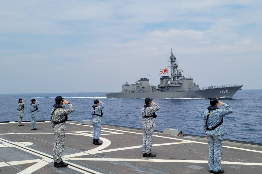 A sailpast to bid farewell to our Japanese friends at the end of the PASSEX.