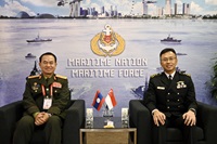 Chief of Republic of Singapore Navy Rear Admiral (RADM) Sean Wat (right) with Deputy Chief of the General Staff, Ministry of National Defence Lao PDR, Major-General (MG) Vanthong Bouttavong (left)