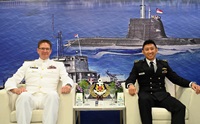 Chief of Staff - Naval Staff (COS-NS) of Republic of Singapore Navy Rear Admiral (RADM) Augustine Lim (right) with Deputy Chief of Royal Canadian Navy Rear Admiral (RADM) Steven Waddell (left)