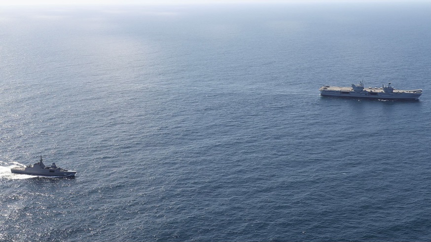 RSS Formidable with HMS Prince of Wales during the PHOTOEX.