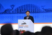 Senior Minister of State for Defence Mr Zaqy Mohamad delivered the opening address during the opening ceremony of the International Maritime Defence Exhibition & Conference (IMDEX) Asia 2025