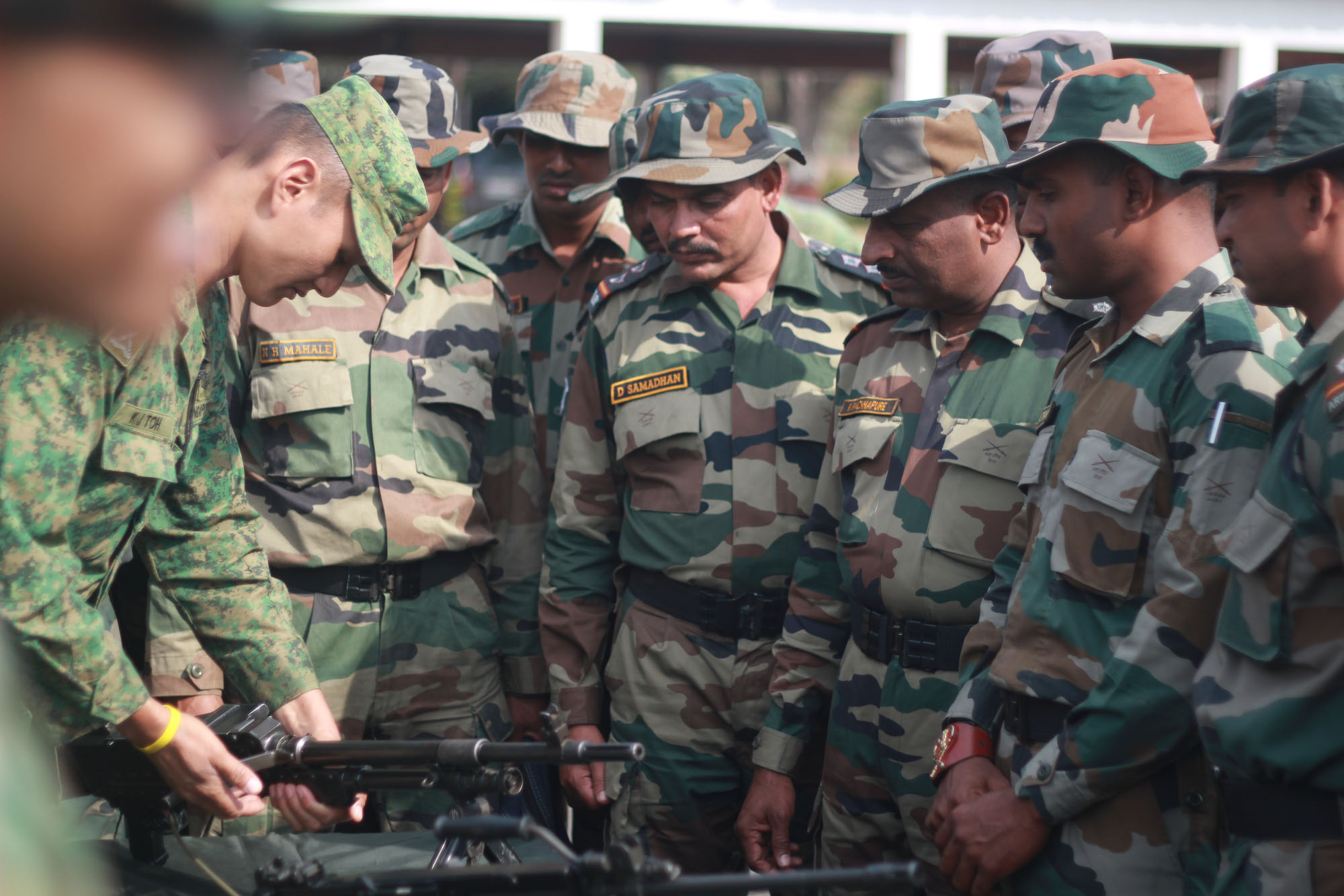 Soldiers from SAF and Indian Armed Forces during the professional exchange.