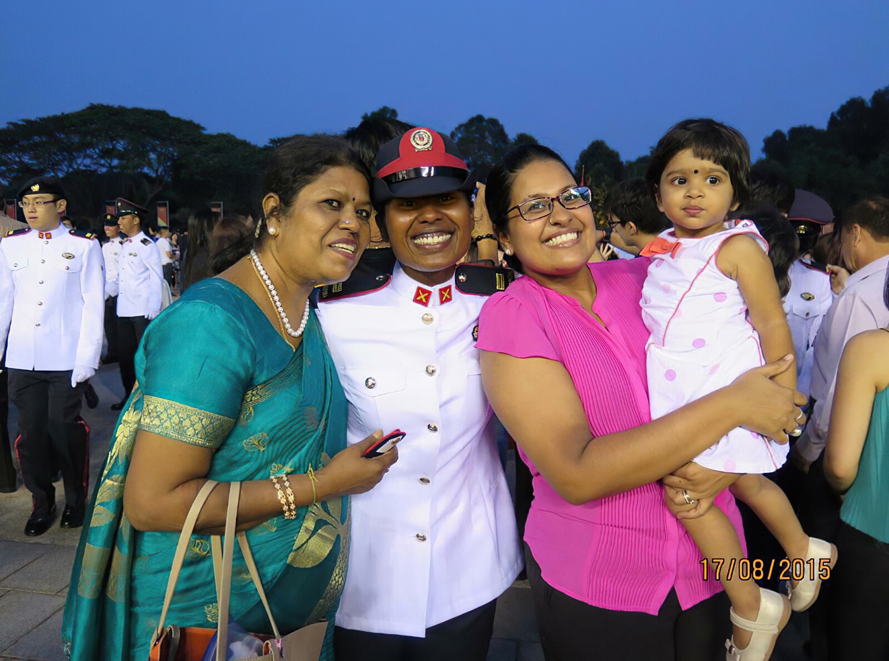 CPT Anithra (second from left) with her family during her Officer Cadet Commissioning Parade.