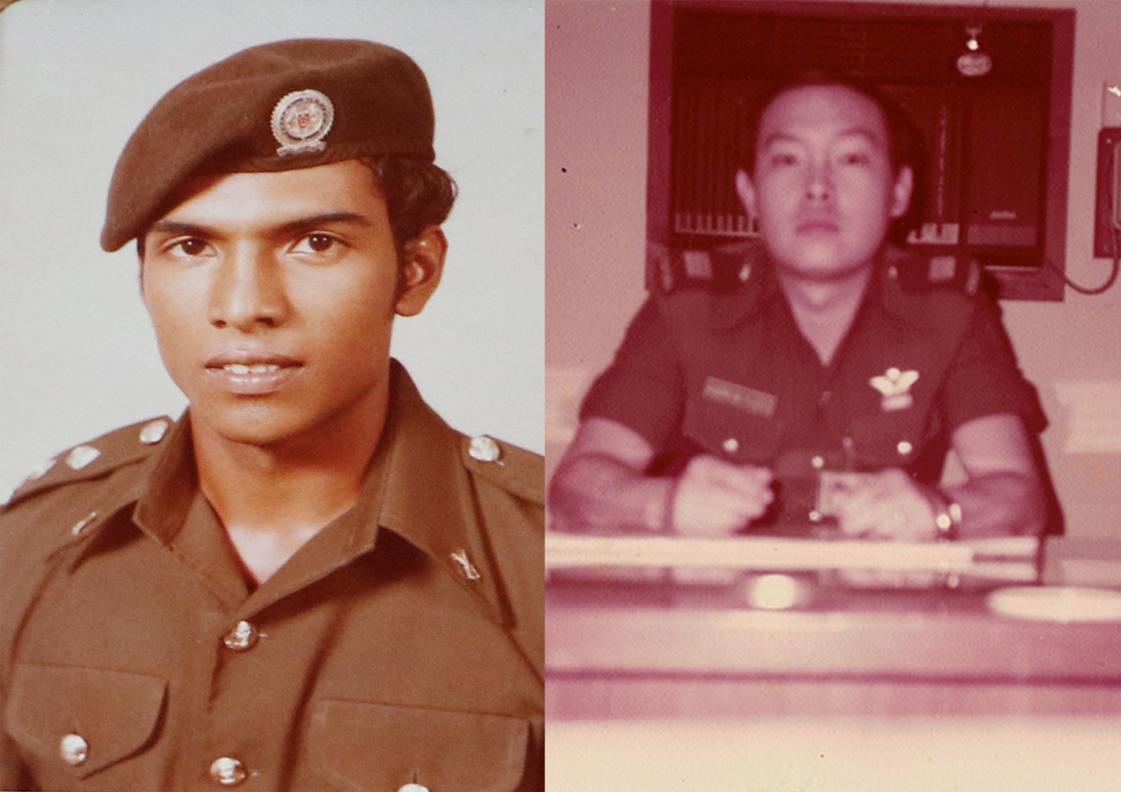 Suresh (left) and Andrew (right) during their service days.