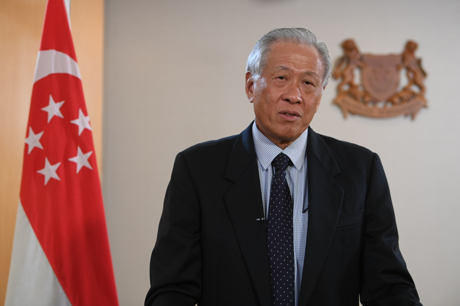 Minister for Defence Dr Ng Eng Hen delivering a pre-recorded address to the Indian Ocean Region Defence Ministers' Conclave