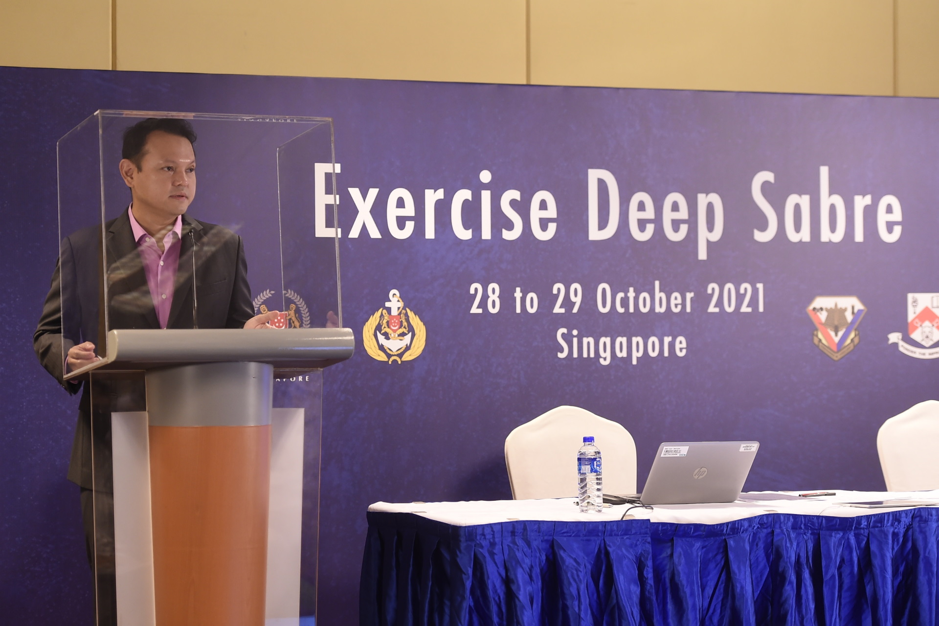 Senior Minister of State for Defence Mr Zaqy Mohamad delivering a speech at the opening ceremony of Exercise Deep Sabre 2021 (XDS21).