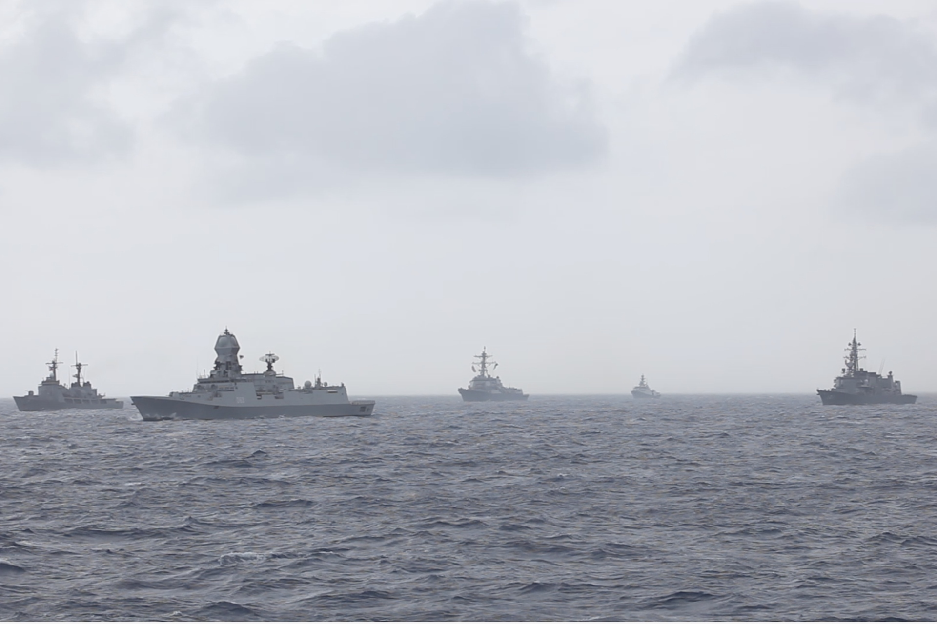 ADMM-Plus navies sailing in formation while en-route to Singapore.