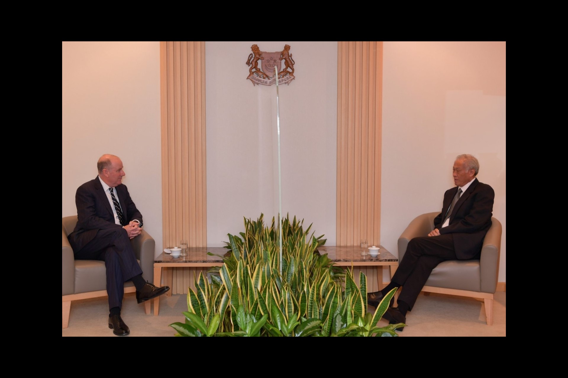New Zealand Secretary of Defence Andrew Bridgman calling on Minister for Defence Dr Ng Eng Hen at the Ministry of Defence (MINDEF).
