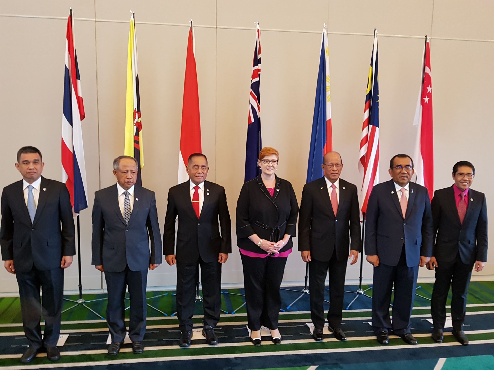 Senior Minister of State for Defence Dr Mohamad Maliki Bin Osman (far right) with the other defence ministers participating in the Sub-Regional Defence Ministers' Meeting: The Perth Meeting.