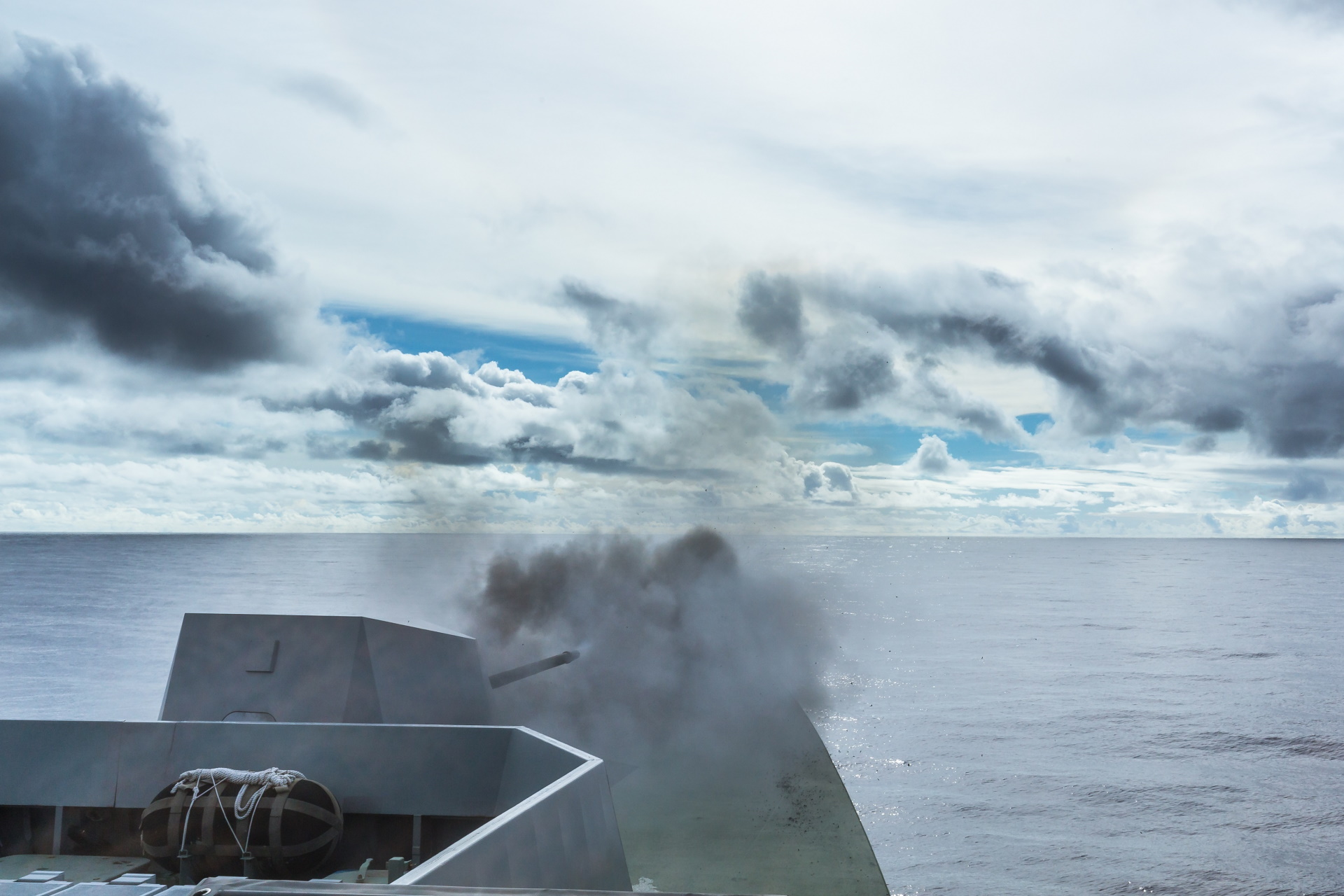 RSS Supreme and KDB Darulehsan conducting a coordinated gunnery firing during the exercise.