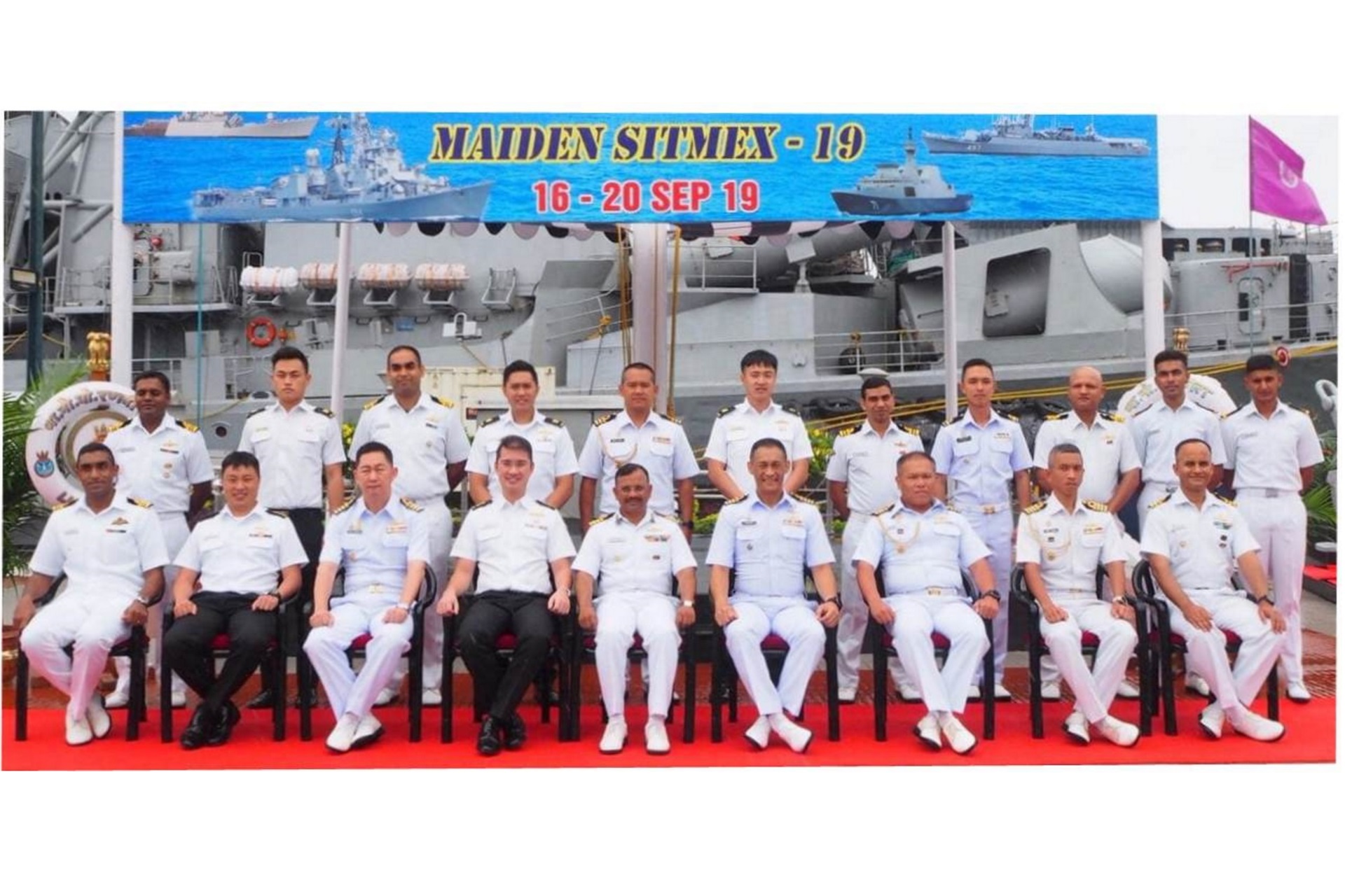 Singapore, Indian and Thai Navy Exercise Participants at the Opening Ceremony of the Singapore-India-Thailand Maritime Exercise (SITMEX).