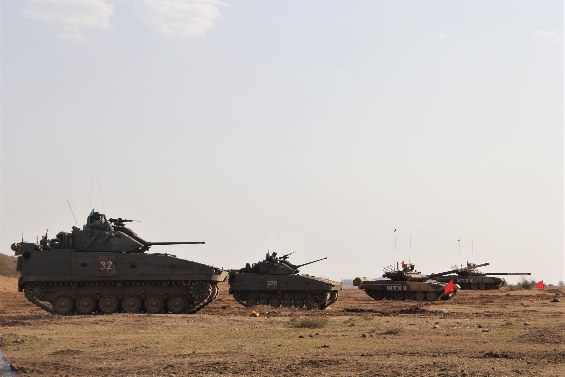The Singapore Army's Infantry Fighting Vehicles and Indian Army's Main Battle Tanks during the integrated live-firing at Exercise Bold Kurukshetra.