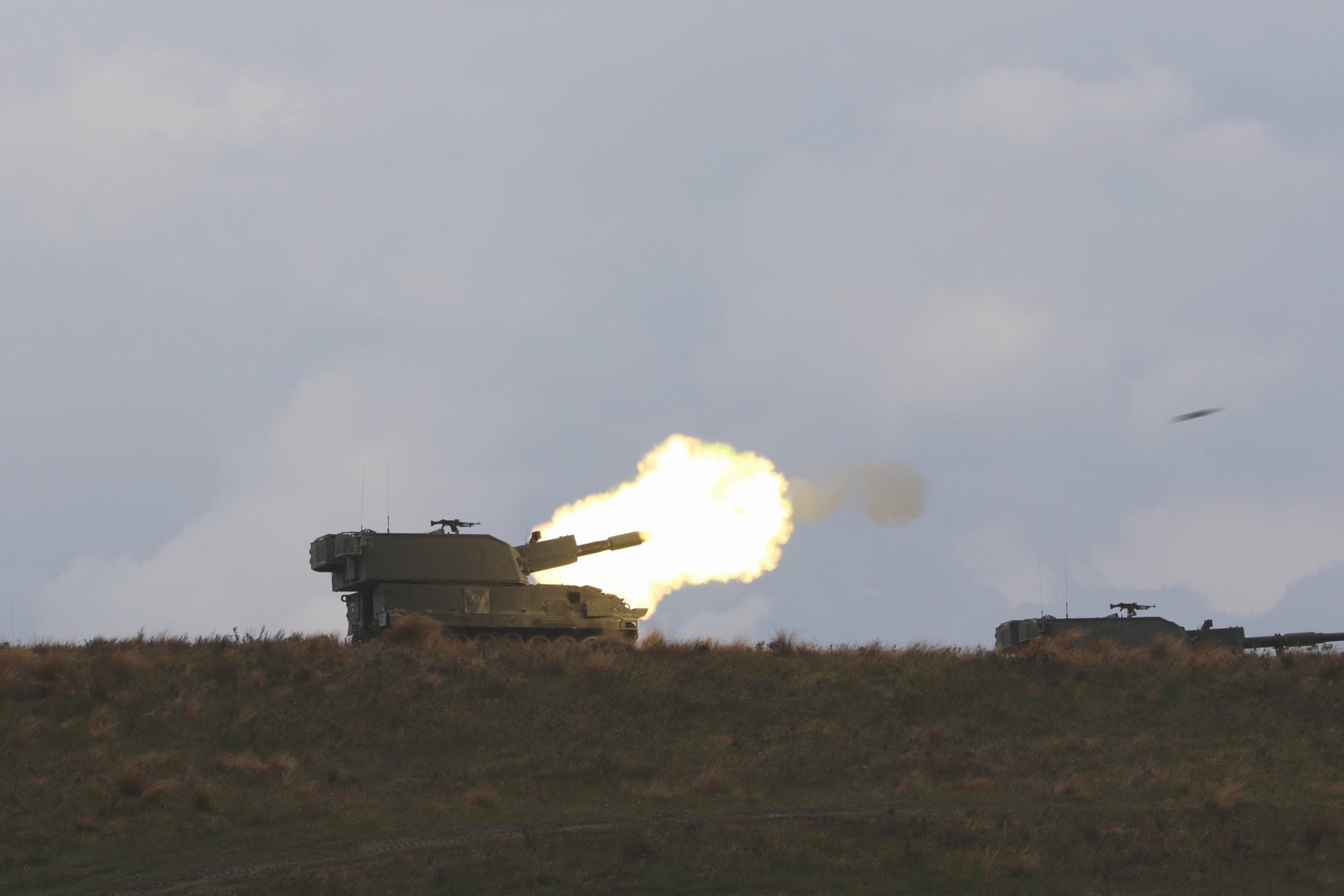 A Singapore Self-Propelled Howitzer participating in the live firing exercise at Waiouru Training Area, New Zealand.