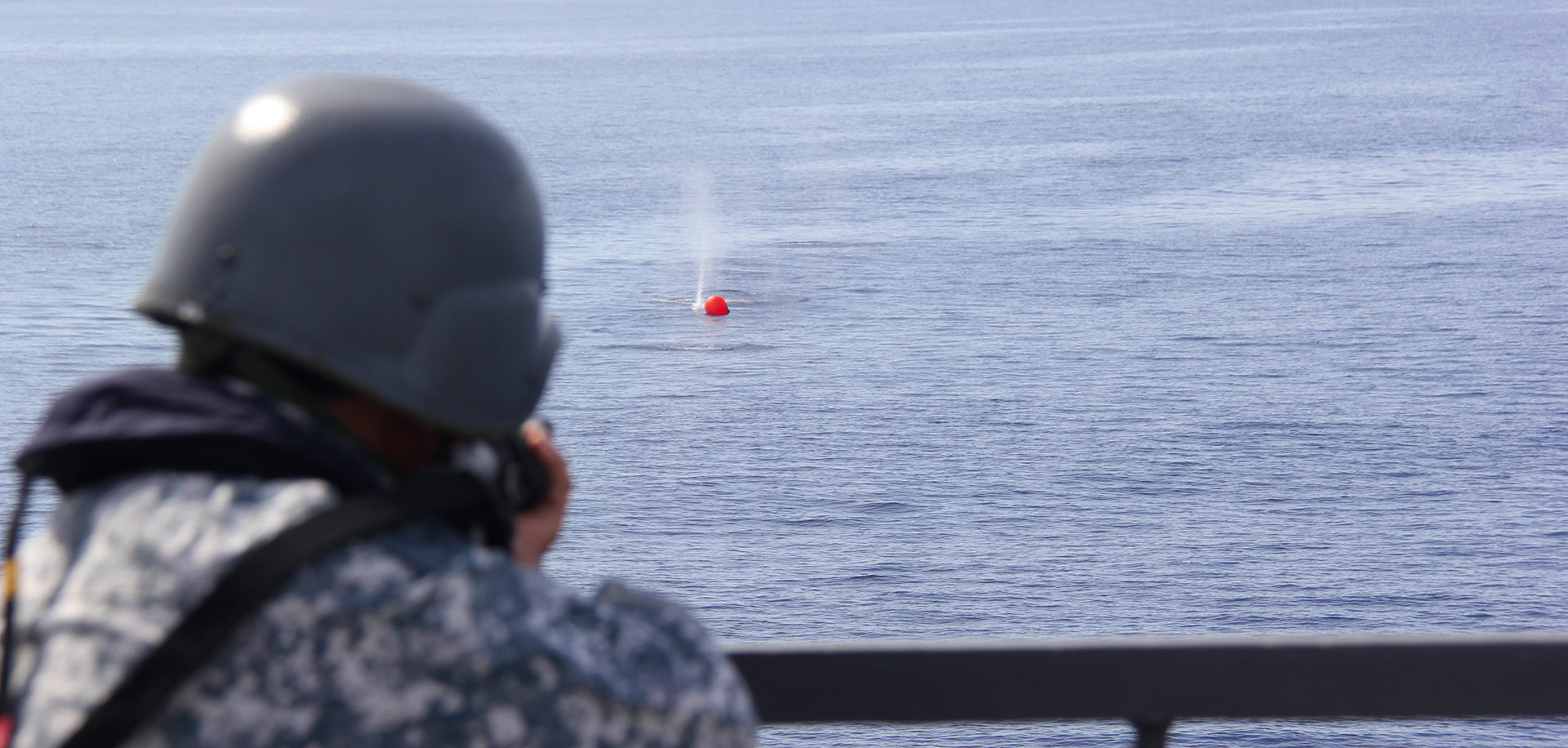 Shooting practice on board Navy ship