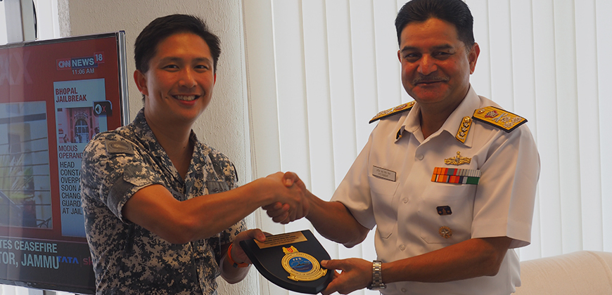 RSN's Commanding Officer meeting Officer Commanding-in-Chief Eastern Naval Command
