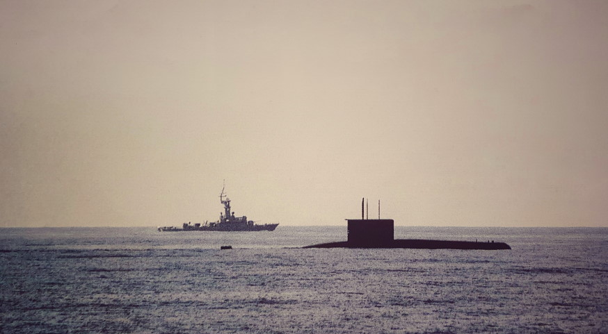 Our Victory-class missile corvette (left) with the Type 209 submarine INS Shankul during the anti-submarine warfare exercise in 1997.