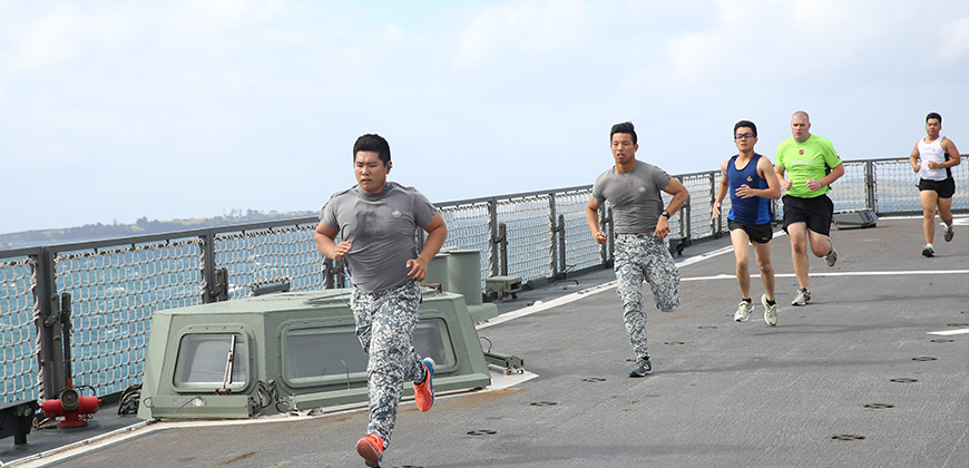 Navies exercising on deck