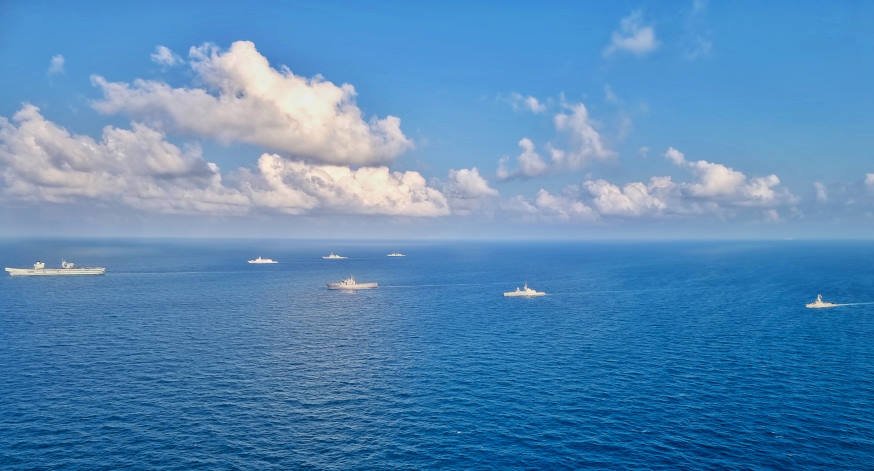 Ships sailing in formation during the exercise.