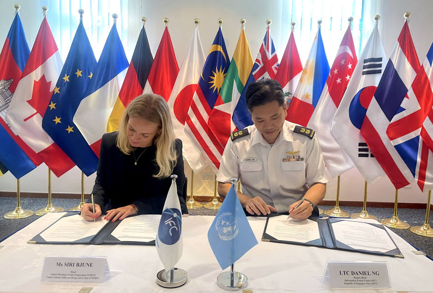 The Letter of Cooperation was signed by Ms Siri Bjune, Head of Global Maritime Crime Programme and Deputy Head IFC, LTC Daniel Ng