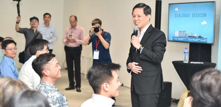 Minister for Trade and Industry Mr Chan Chun Sing addressing the participants during the closed-door dialogue at the inaugural Maritime Nation Forum.