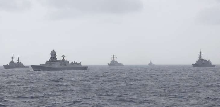 ADMM-Plus navies sailing in formation while en-route to Singapore.