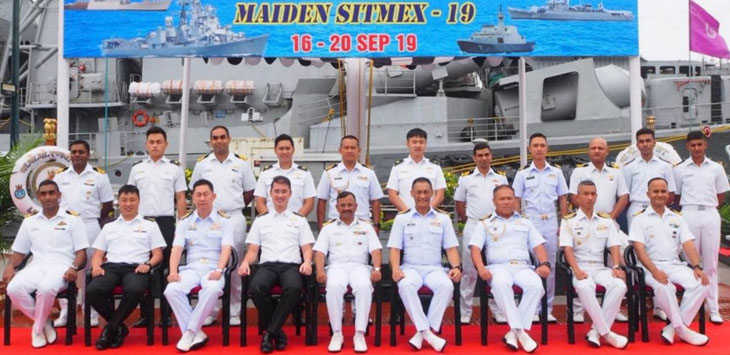 Singapore, Indian and Thai Navy Exercise Participants at the Opening Ceremony of the Singapore-India-Thailand Maritime Exercise (SITMEX).