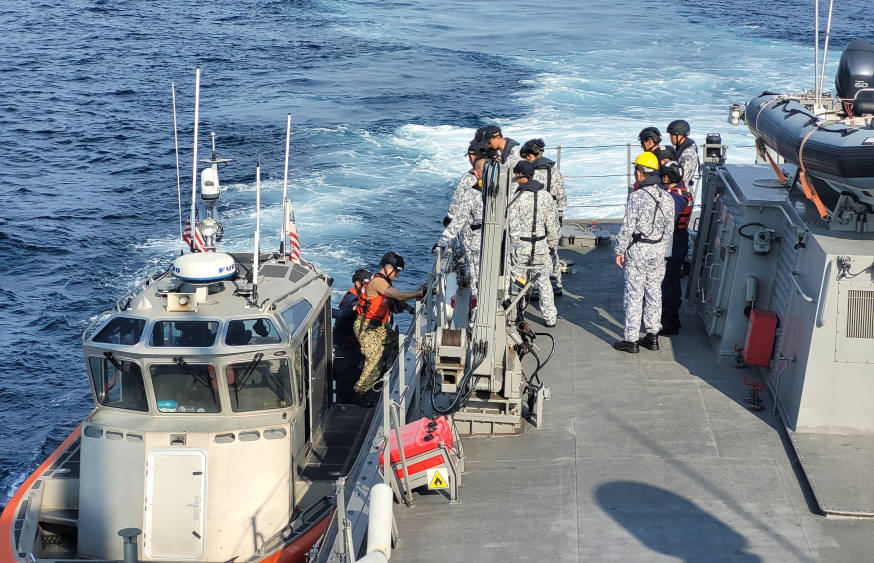 The crew from MSRV Bastion were hosted on USCGC Stratton during the PASSEX as part of a sea rider exchange.