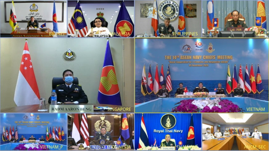 Respective leaders at the 14th ASEAN Navy Chiefs' Meeting.