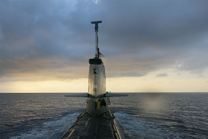 Singapore submarine at sunrise