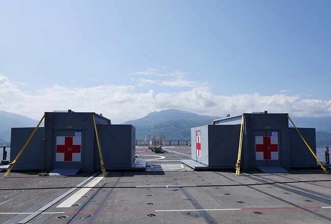 The Navy Medical Service’s newly-operationalised Rapidly Deployable Maritime Containers (RDMCs)